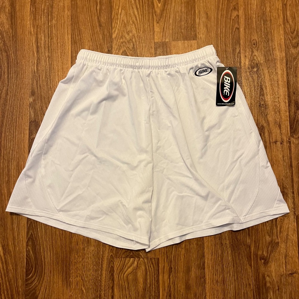 Bike Athletic Shorts Mens XL White L852 Mesh Elastic Waist Gym Sports NWT